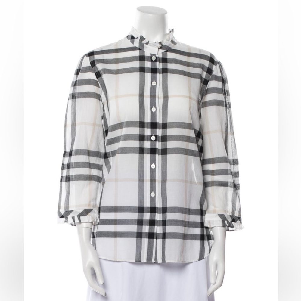 Burberry Black and White Check Button-Down Shirt